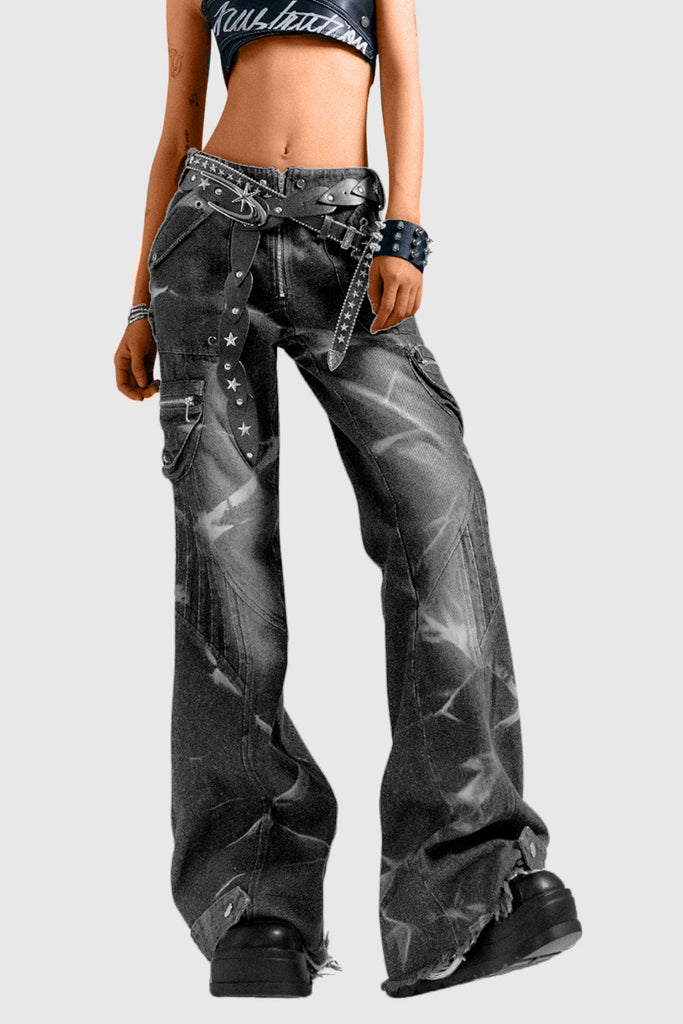 Brandee Embellished Print Bootcut Jeans - Stylish beautiful dress for special occasions | Buy Online