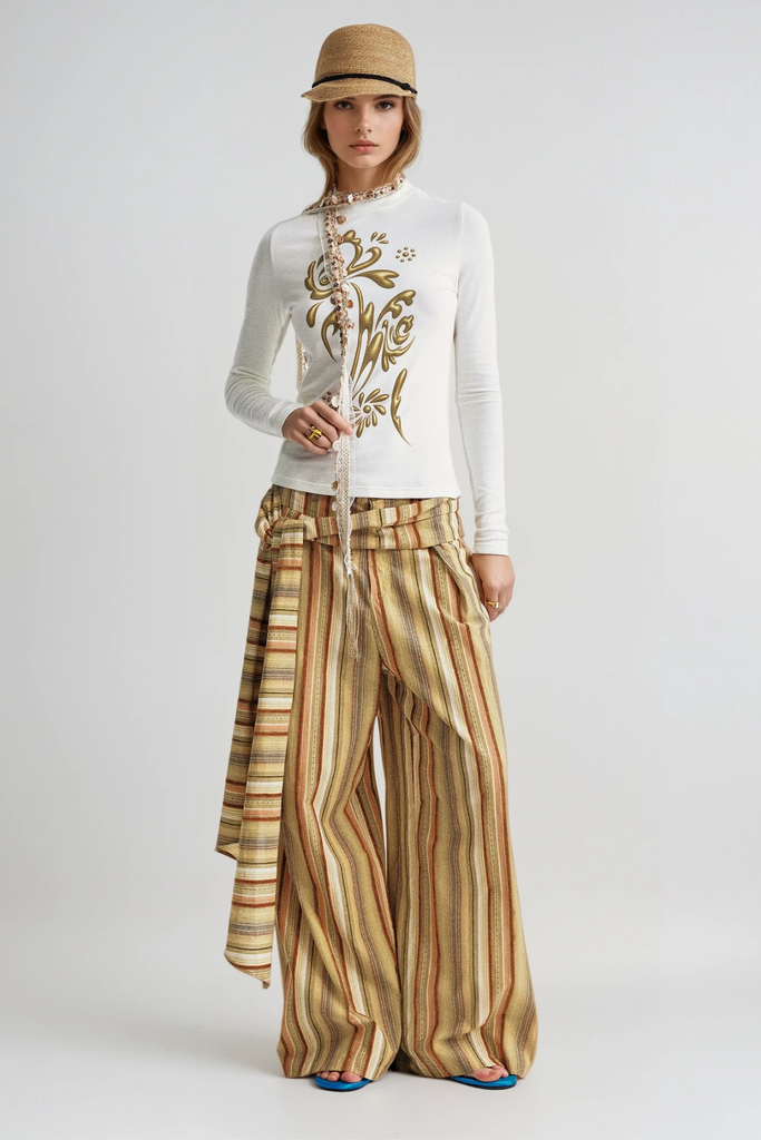 Brando Stripe Lace Up Pants - Stylish beautiful dress for special occasions | Buy Online