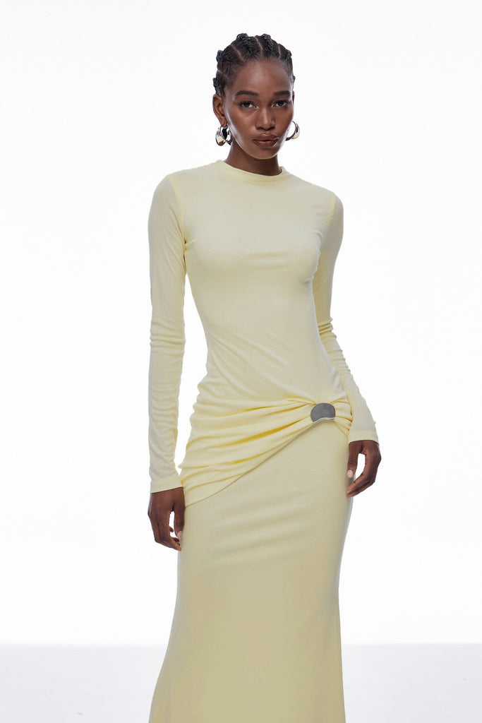Brandr Ruch Bodycon Maxi Dress In Yellow - Stylish yellow dress for special occasions | Buy Online