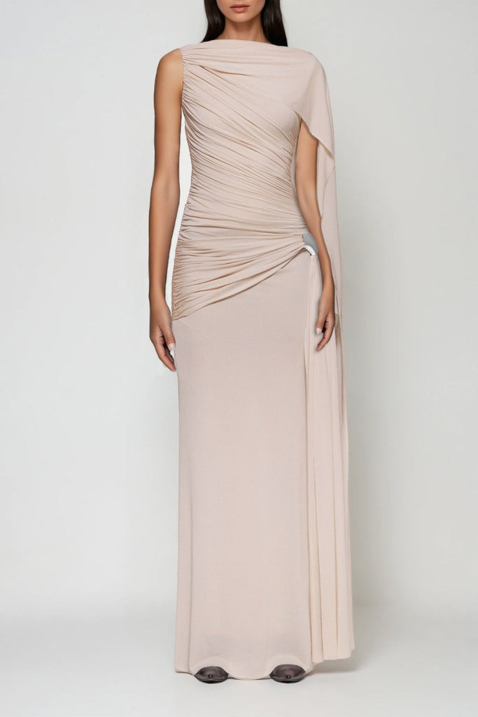 Shop  pink dress - Perfect for special occasions | Brandt Ruch Shawl Maxi Dress In Pink
