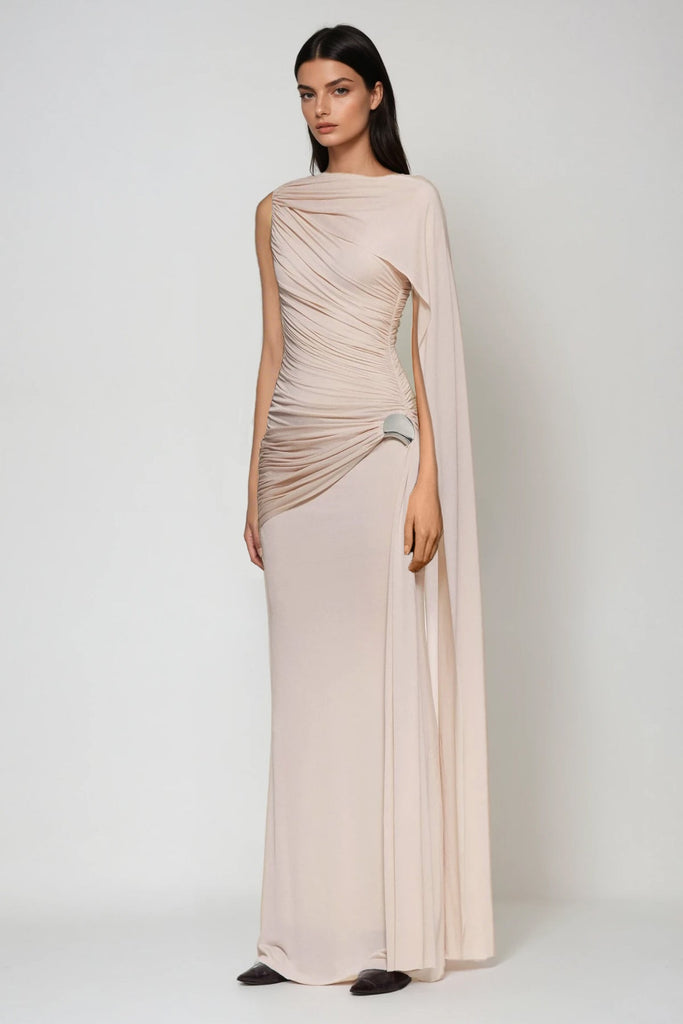 Brandt Ruch Shawl Maxi Dress In Pink - Stylish pink dress for special occasions | Buy Online