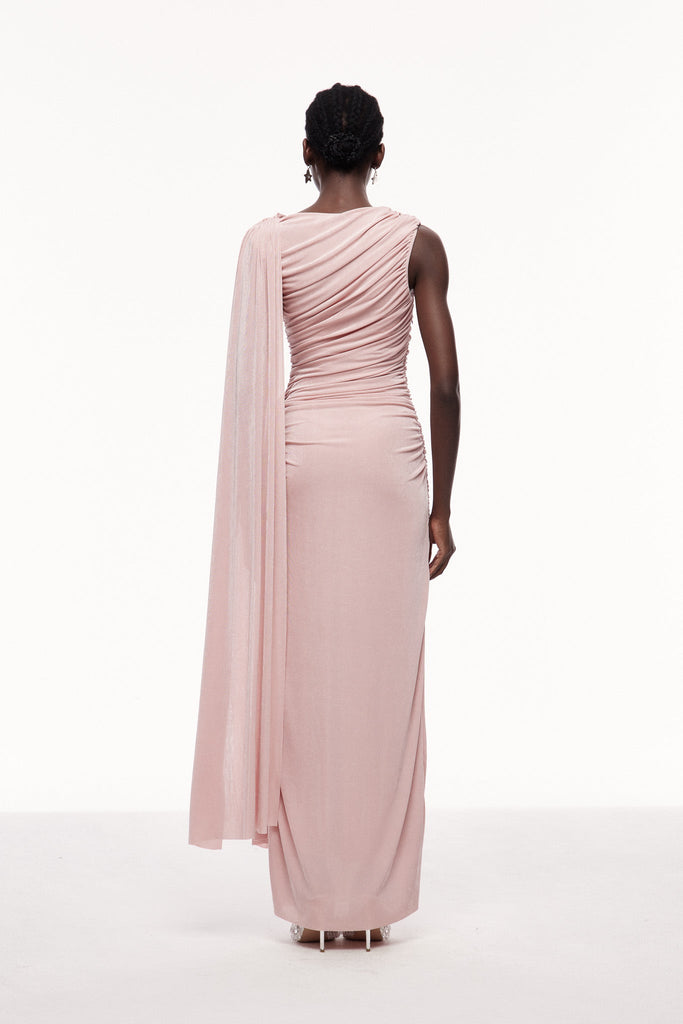 Brandt Ruch Shawl Maxi Dress In Pink - Stylish pink dress for special occasions | Buy Online