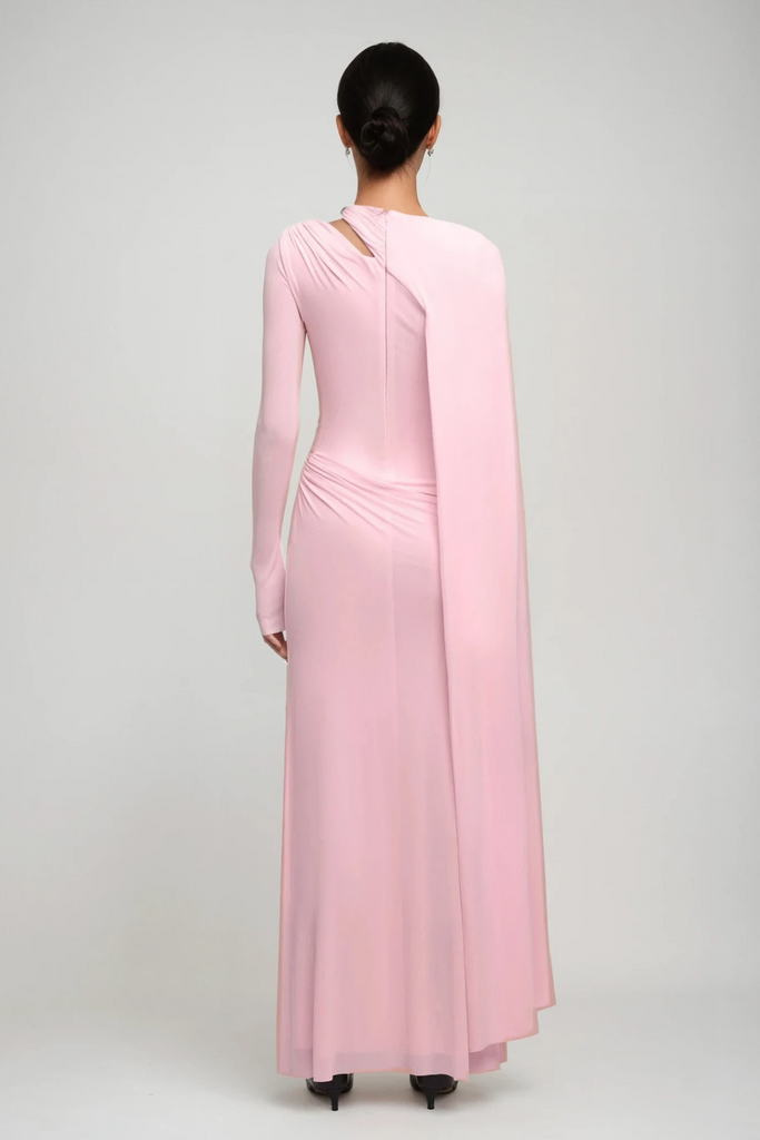 Brandt Cutout Shawl Maxi Dress In Pink - Stylish pink dress for special occasions | Buy Online