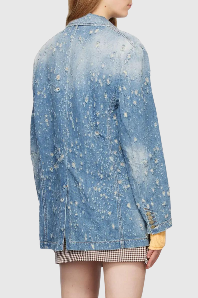 Brenna Torn Lapel Denim Jacket - Stylish beautiful dress for special occasions | Buy Online
