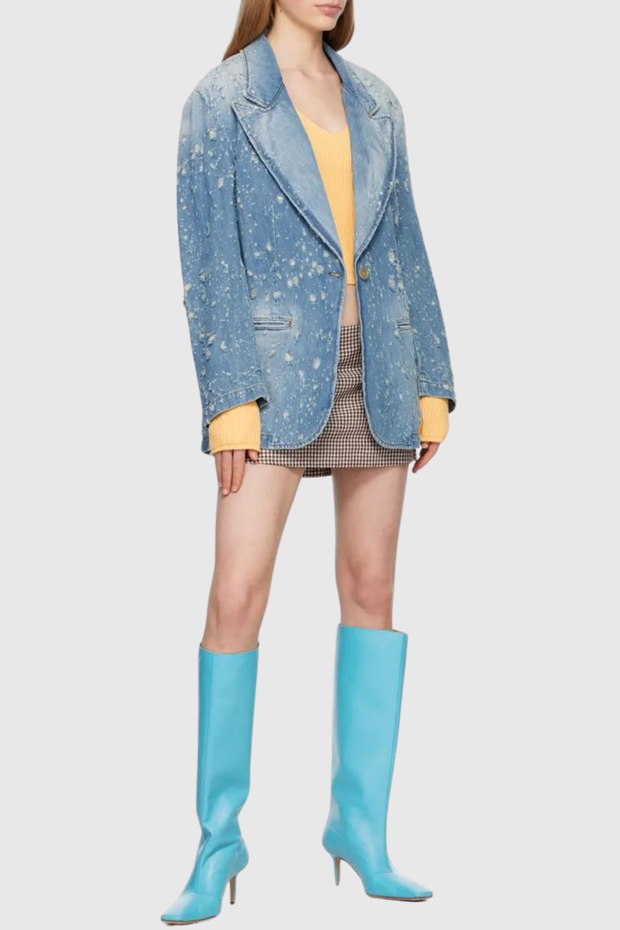 Shop  beautiful dress - Perfect for special occasions | Brenna Torn Lapel Denim Jacket