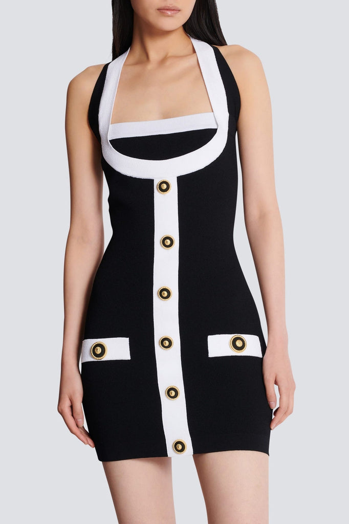 Stylish beautiful dress | Brica Two-tone Halter Mini Bandage Dress - Ideal for special occasions