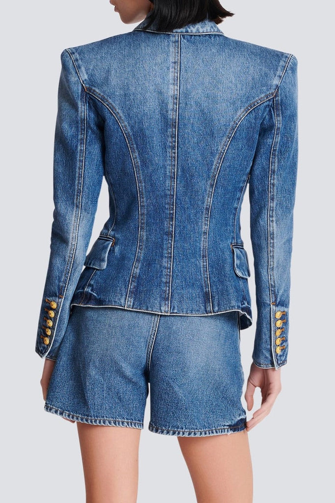 Brittia Button Denim Jacket - Stylish beautiful dress for special occasions | Buy Online