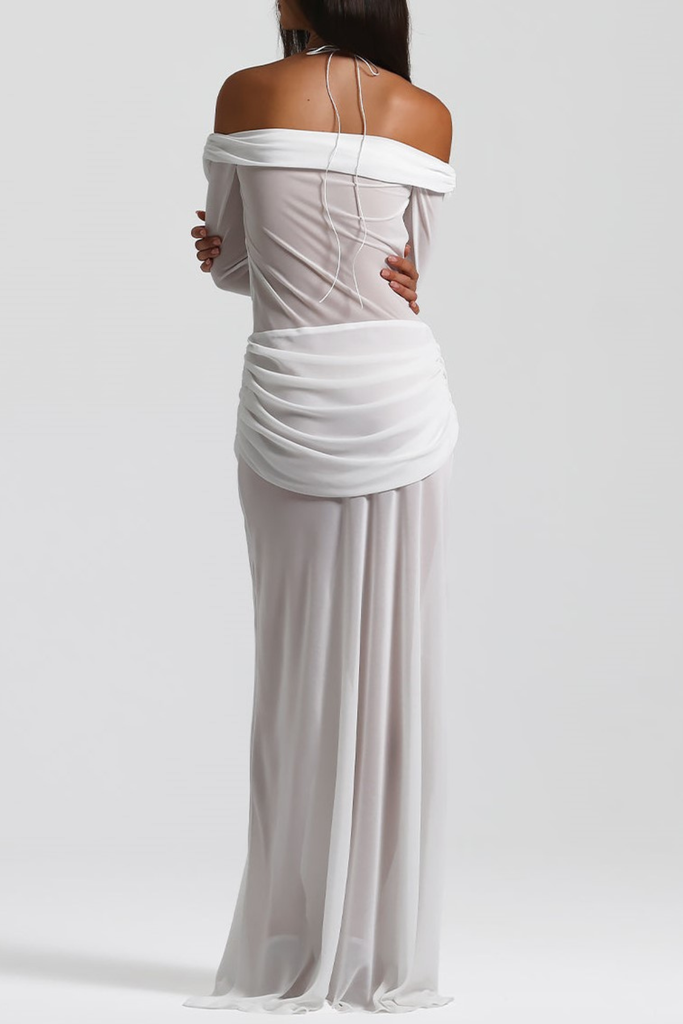 Shop  white dress - Perfect for special occasions | Burra Off Shoulder Knot Cutout Maxi Dress - White