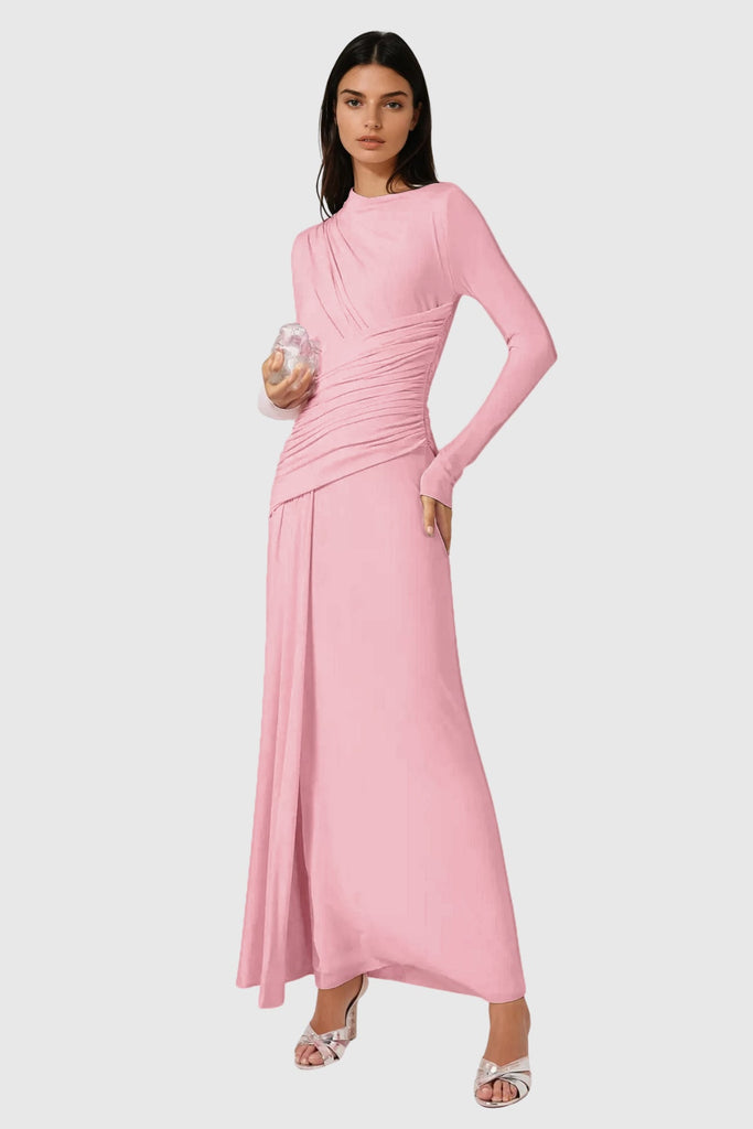 Stylish pink dress | Cabdirashiid Ruch Asymmetric Maxi Dress In Pink - Ideal for special occasions