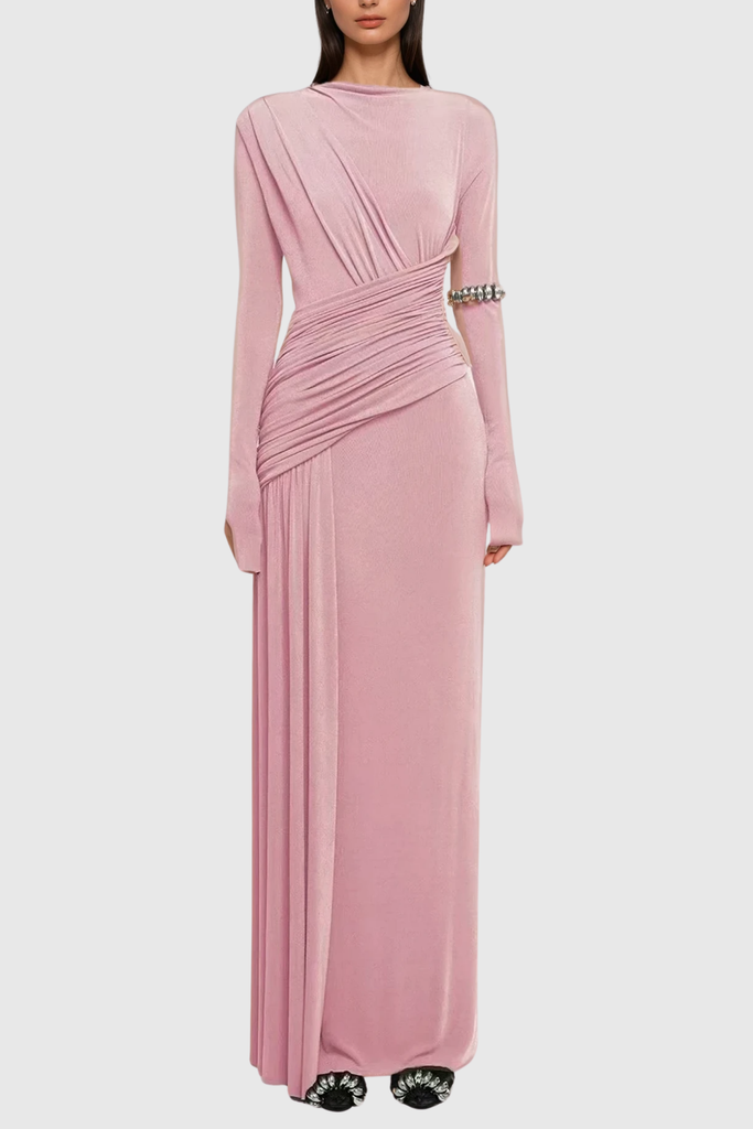 Shop  pink dress - Perfect for special occasions | Cabdirashiid Ruch Asymmetric Maxi Dress In Pink