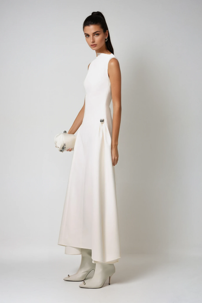 Shop  white dress - Perfect for special occasions | Cabdullaahi Sleeveless Asymmetric Maxi Dress In White