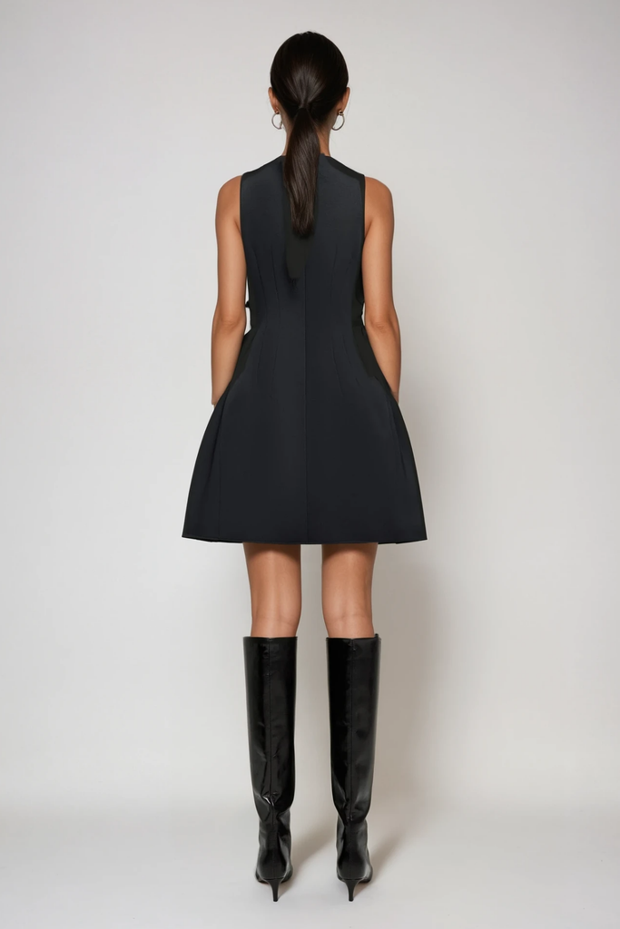 Cabdullaahi Sleeveless Mini Dress In Black - Stylish black dress for special occasions | Buy Online