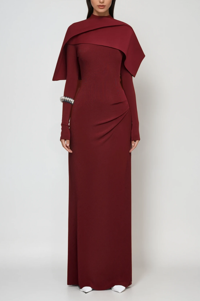 Shop  red dress - Perfect for special occasions | Cabdulqaadir Shawl Ruch Bodycon Maxi Dress In Red