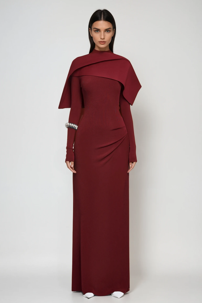Stylish red dress | Cabdulqaadir Shawl Ruch Bodycon Maxi Dress In Red - Ideal for special occasions