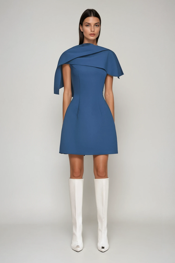 Stylish blue dress | Cabdulqaadir Shawl Ruch Bodycon Mini Dress In Blue - Ideal for special occasions