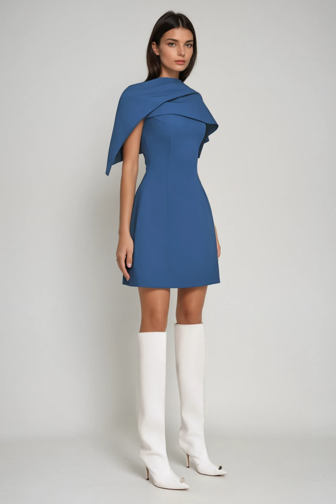 Shop  blue dress - Perfect for special occasions | Cabdulqaadir Shawl Ruch Bodycon Mini Dress In Blue