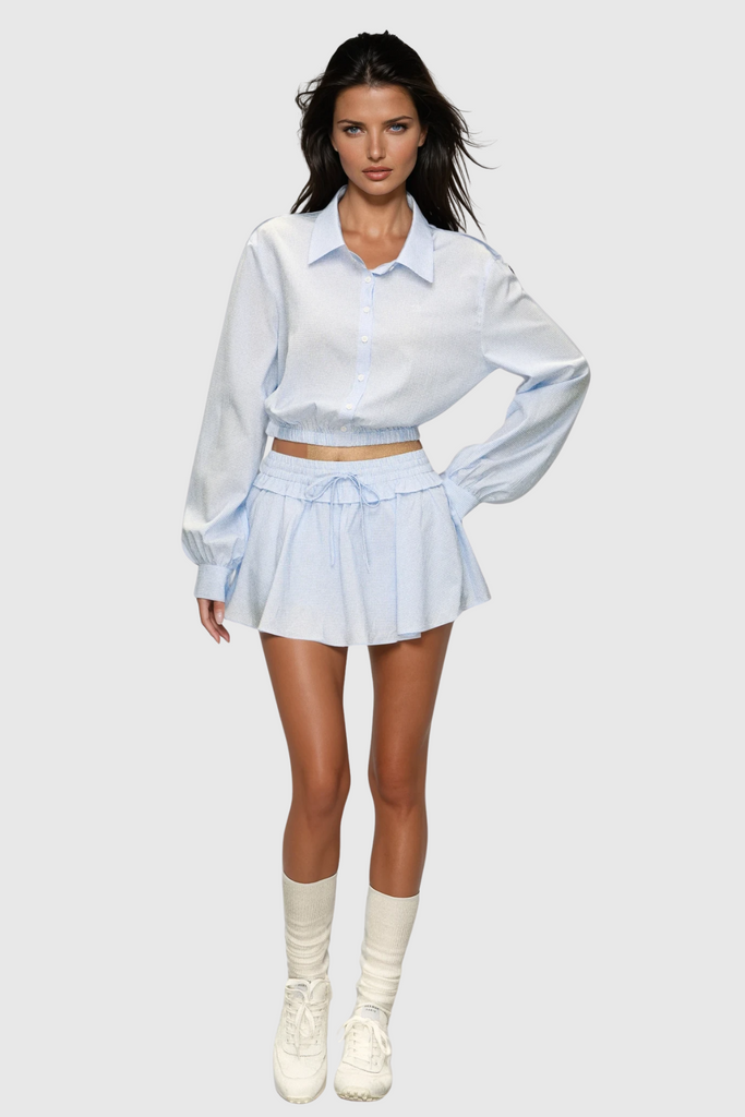 Cadfael Stripe Shirt Skirt Set - Stylish beautiful dress for special occasions | Buy Online
