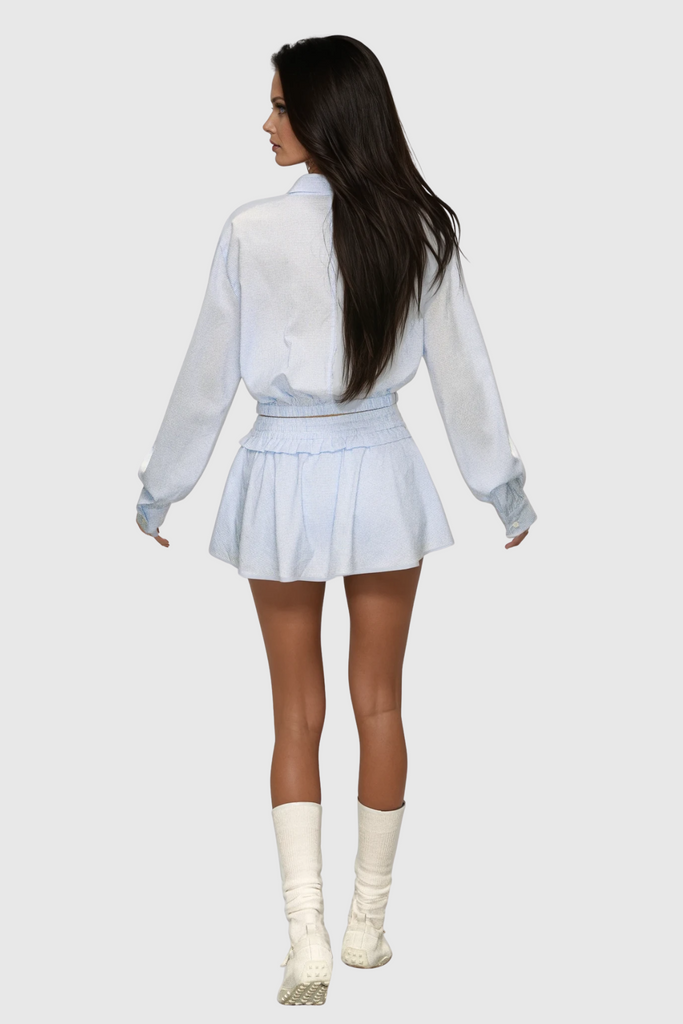 Stylish beautiful dress | Cadfael Stripe Shirt Skirt Set - Ideal for special occasions