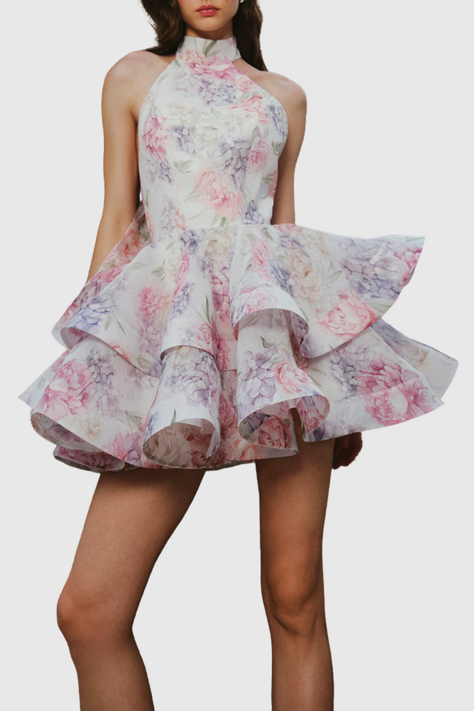 Stylish beautiful dress | Earna Floral Print Halter Mini Dress - Ideal for special occasions