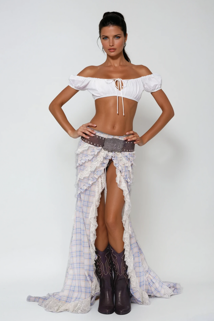 Shop  beautiful dress - Perfect for special occasions | Cadoc Lace Up Crop Skirt Set