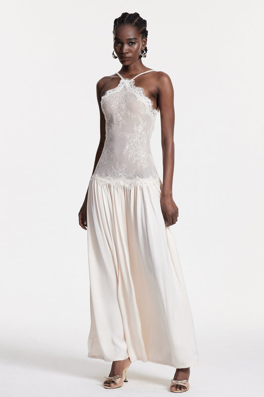 Cadwalader Lace Floral Ruch Maxi Dress