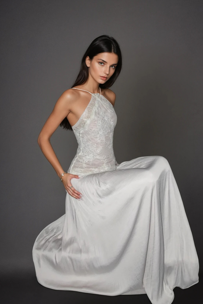 Cadwalader Lace Floral Ruch Maxi Dress - Stylish beautiful dress for special occasions | Buy Online