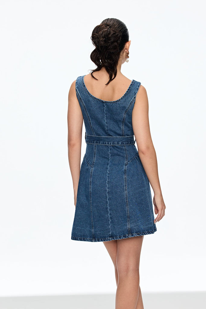 Stylish beautiful dress | Caelia Sleeveless Denim Mini Dress - Ideal for special occasions