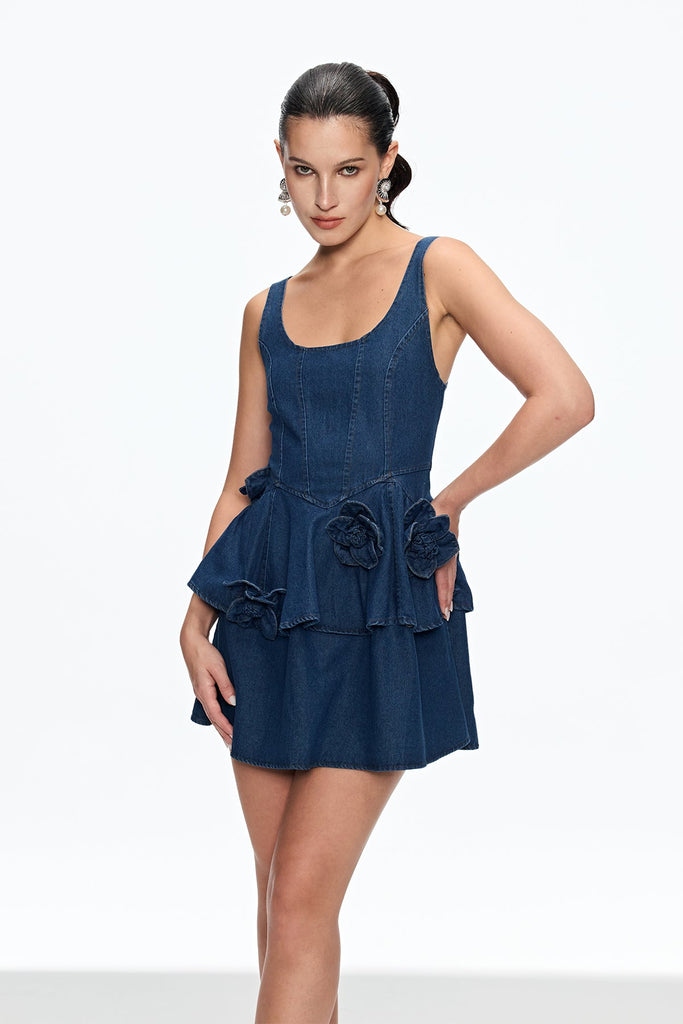 Stylish beautiful dress | Caelie Corset Flower Ruffle Mini Dress - Ideal for special occasions