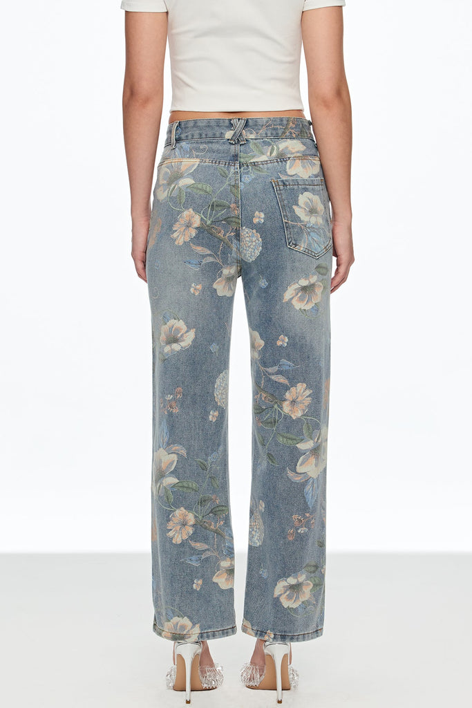 Stylish beautiful dress | Caelius Floral Wide Leg Jeans - Ideal for special occasions