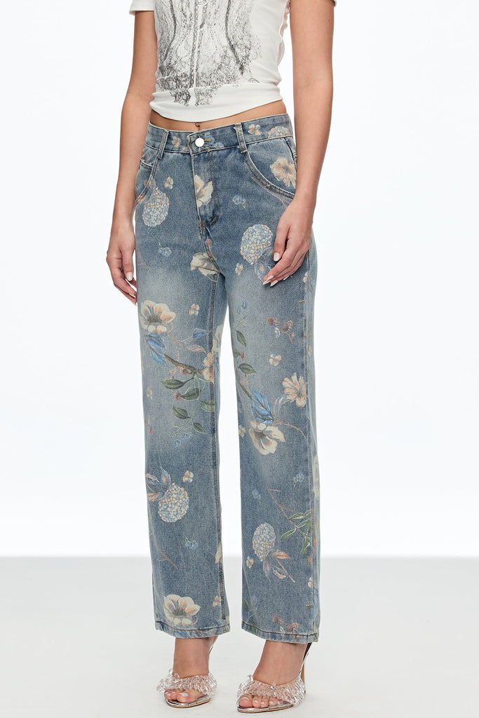 Stylish beautiful dress | Caelius Floral Wide Leg Jeans - Ideal for special occasions