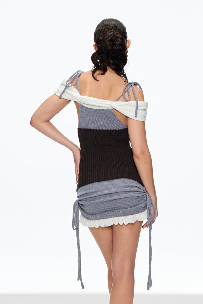 Caerwyn Lace Up Ruch Knit Mini Dress - Stylish beautiful dress for special occasions | Buy Online