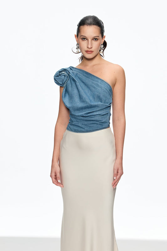Caesonia One Shouder Flower Top