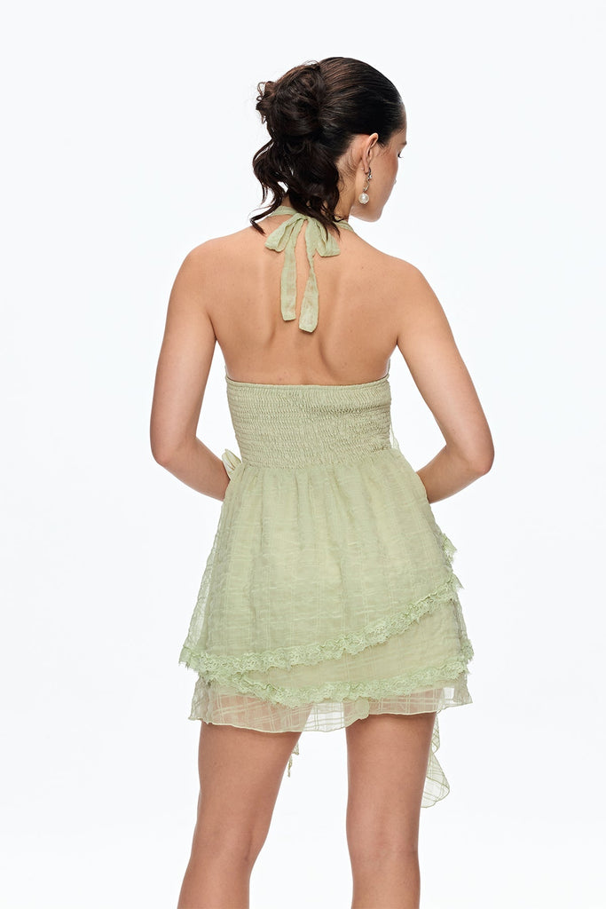alyssa Flower Fringe Mini Dress in green - Stylish green dress for special occasions | Buy Online