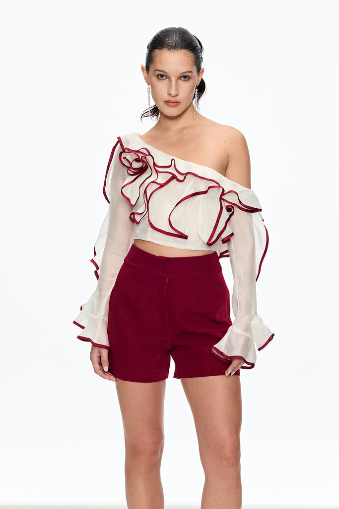 Stylish beautiful dress | Cafer One Shouder Ruffle Pants Set - Ideal for special occasions