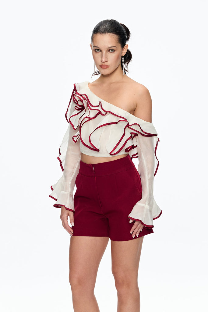 Shop  beautiful dress - Perfect for special occasions | Cafer One Shouder Ruffle Pants Set