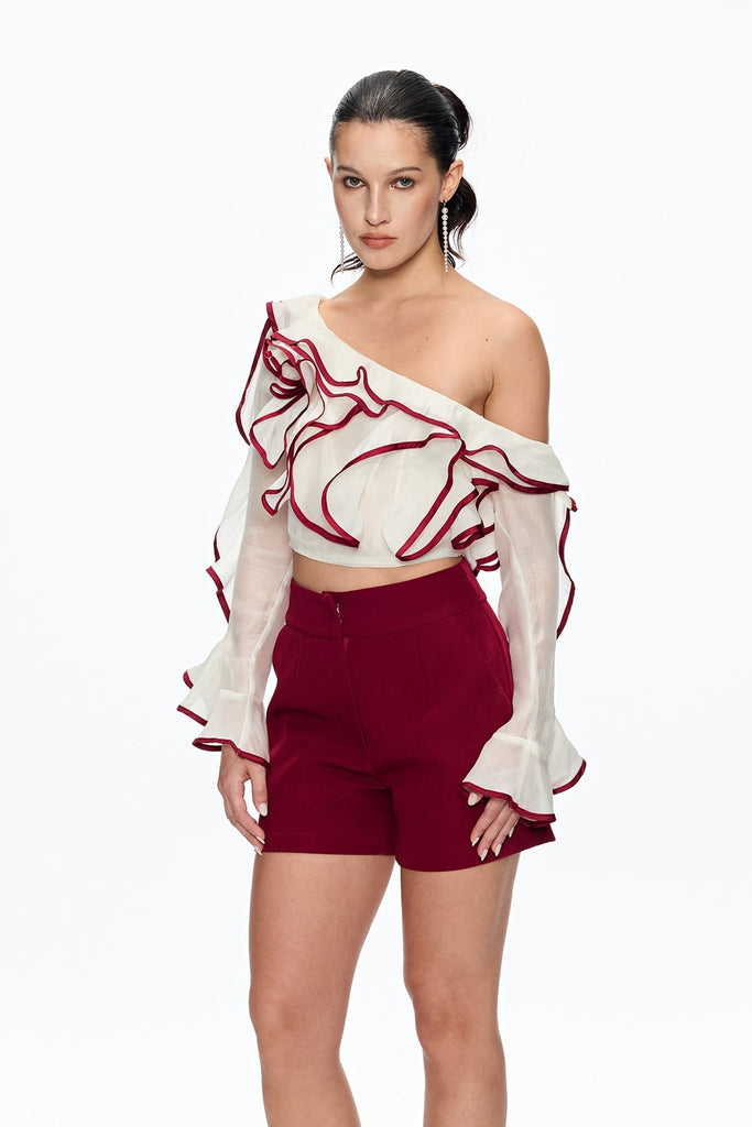 Shop  beautiful dress - Perfect for special occasions | camille Single Shoulder Ruffle Pants Set