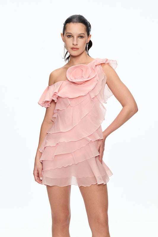 Cahir Flower Ruffle Mini Dress