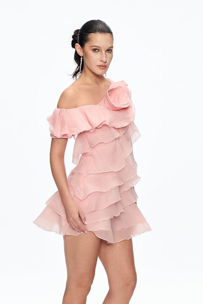Cahir Flower Ruffle Mini Dress - Stylish beautiful dress for special occasions | Buy Online