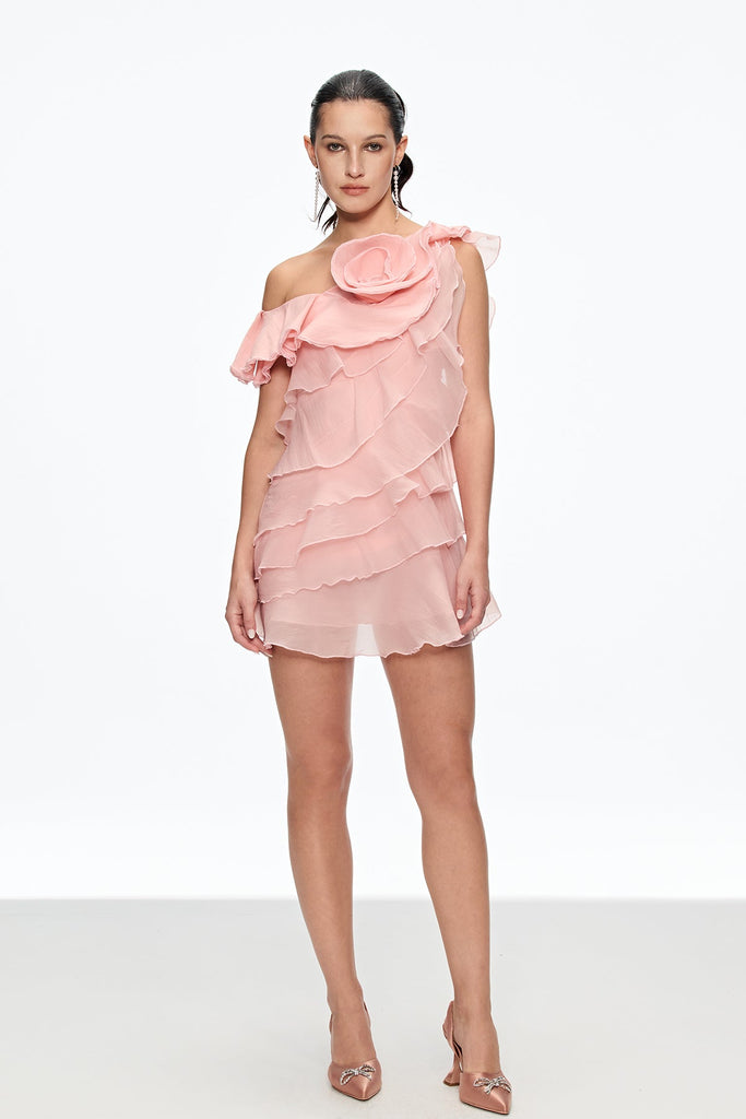 Cahir Flower Ruffle Mini Dress - Stylish beautiful dress for special occasions | Buy Online