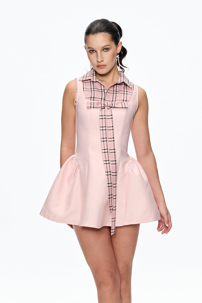 Shop  beautiful dress - Perfect for special occasions | Cahit Grid Bow Mini Dress