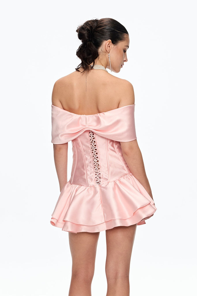 Shop  beautiful dress - Perfect for special occasions | alisa Corset Bow Ruffle Satin Mini Dress