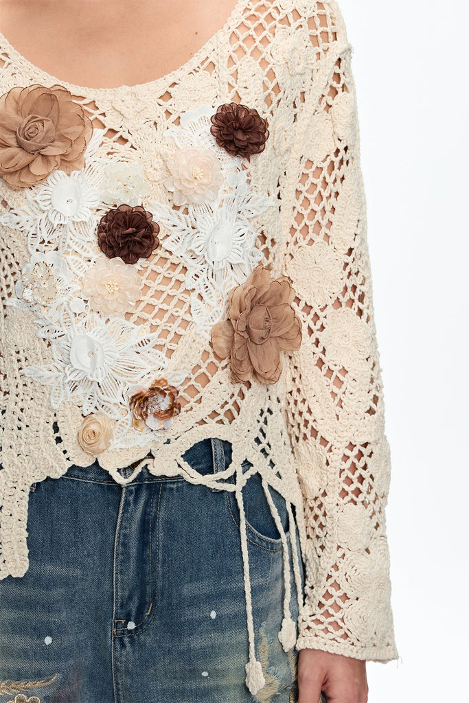 Caileigh Flower Cutout Knit Top - Stylish beautiful dress for special occasions | Buy Online