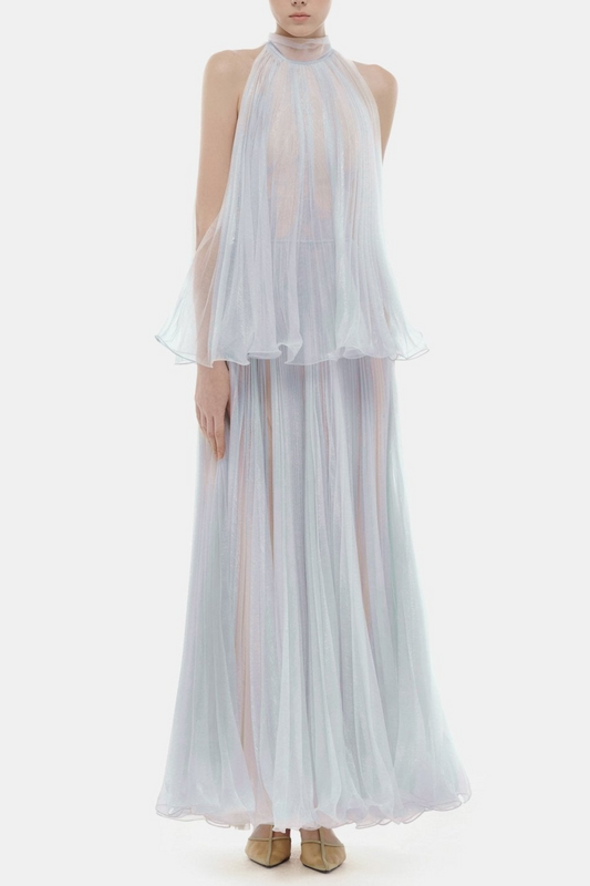 georgia Sleeveless Pleated Maxi Dress - Purple