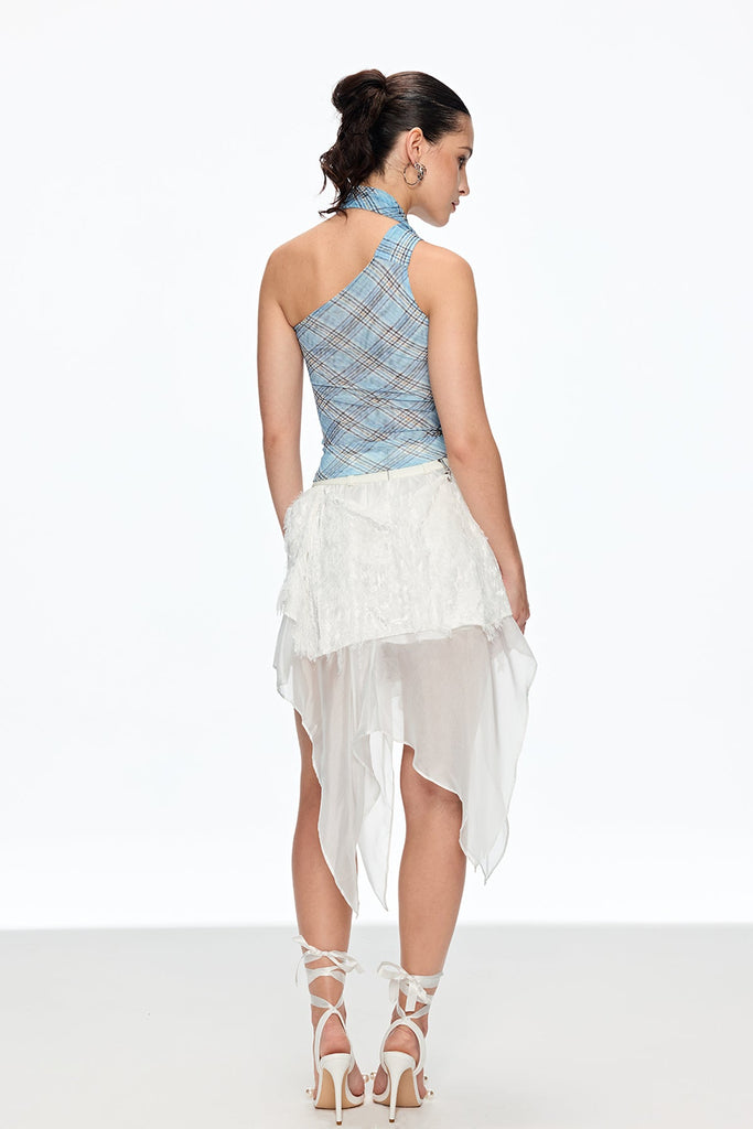 Caio Feather Asymmetric Mini Skirt - Stylish beautiful mini for special occasions | Buy Online