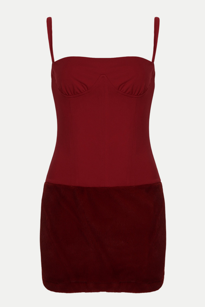 Caisha Faux Fur Mini Dress - Stylish beautiful dress for special occasions | Buy Online