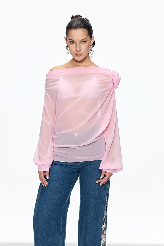 Caishen Flower Ruch Top