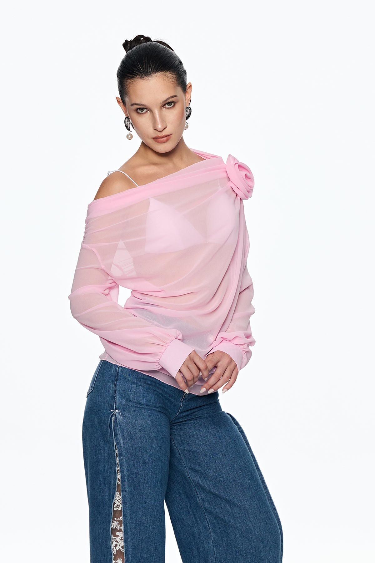 Caishen Flower Ruch Top
