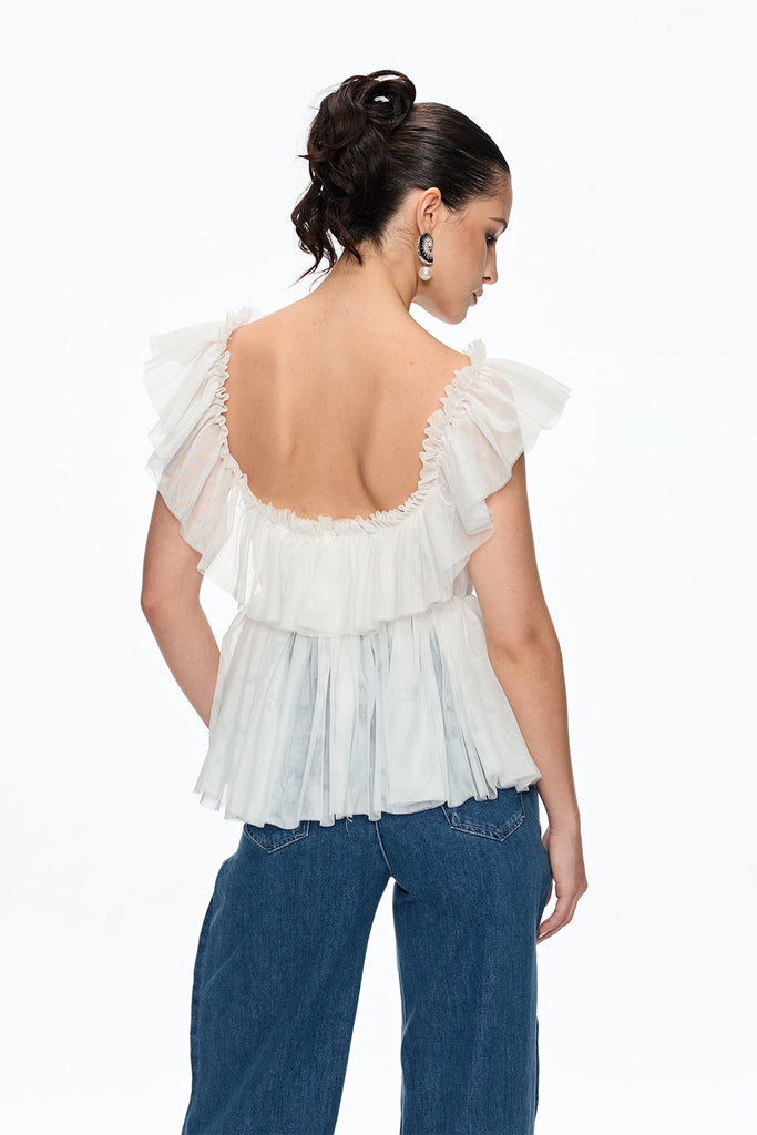 Stylish beautiful dress | Caitlin Plunge Ruch Mesh Top - Ideal for special occasions