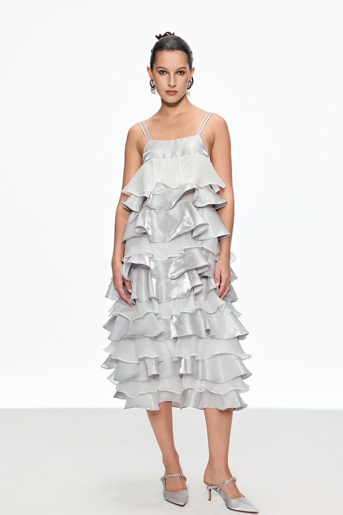 Shop  beautiful dress - Perfect for special occasions | Caius Ruffle Spaghetti Midi Dress