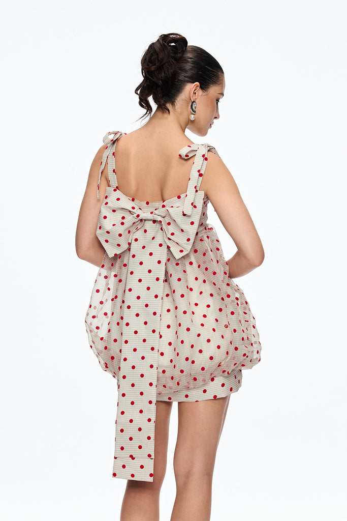 Stylish beautiful dress | Caja Dot Grid Bow Mini Dress - Ideal for special occasions